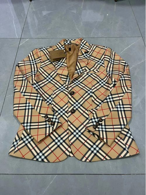 Burberry Check Print Classic Blazer Beige