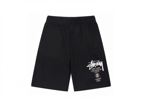 Stussy World Tour Graphic Streetwear Shorts Black