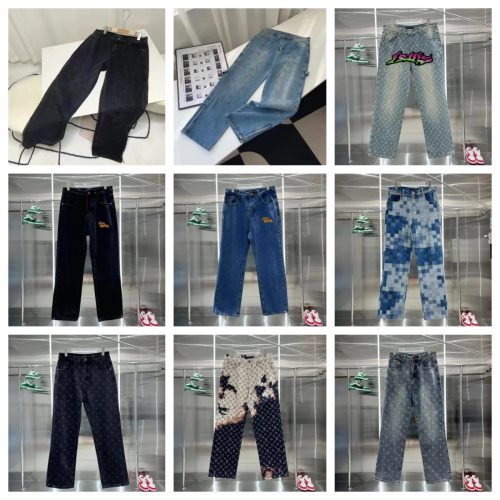 Louis Vuitton LV Monogram Denim Jeans Vintage Streetwear Pants Blue