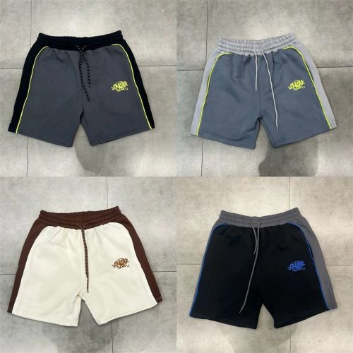 Design Graffiti Print Contrast Panel Casual Shorts Multicolor