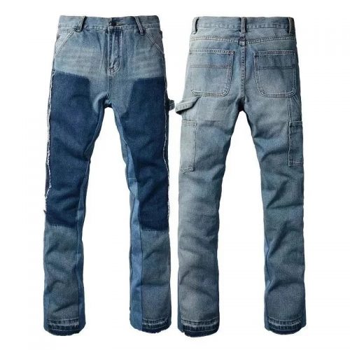 Design Patchwork Denim Carpenter Jeans Blue