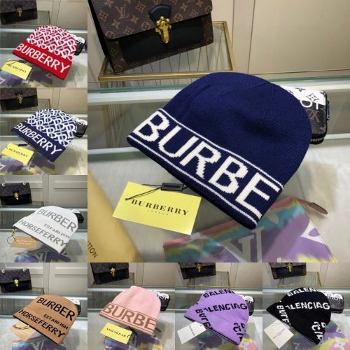 Burberry Logo Knit Beanie Hat Multicolor