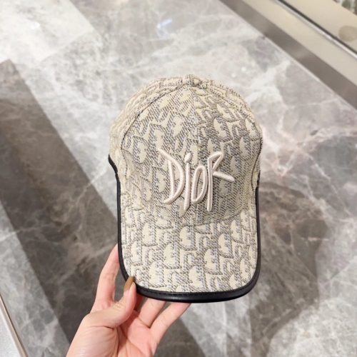 Dior Oblique Baseball Cap Embroidered Canvas Hat Beige