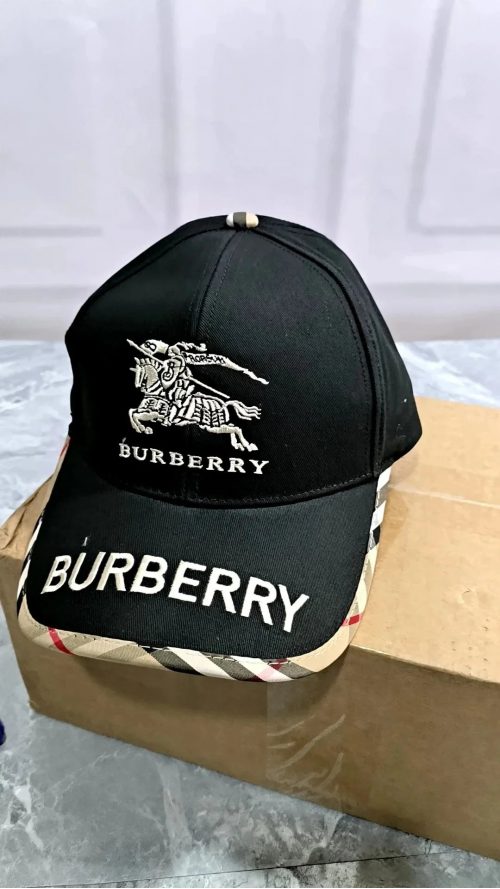 Burberry Check Trim Baseball Cap Classic Streetwear Black