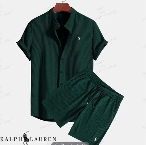 Ralph Lauren Ribbed Texture Casual Matching Set Green