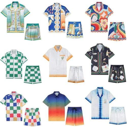 Casablanca Silk Shirt and Shorts Set Graphic Matching Set Multicolor