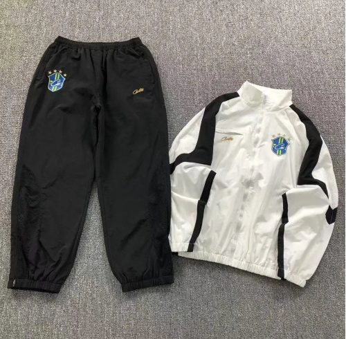 Corteiz CRTZ Brazil Tracksuit Streetwear Matching Set Black and White