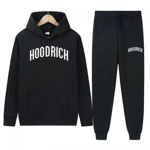 Hoodrich Graphic Print Streetwear Tracksuit Set Black
