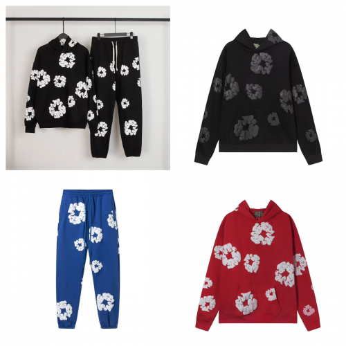 Corteiz CTZ Rules The World Hoodie and Joggers Set Casual Tracksuit Black and Red