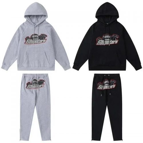Trapstar Shooters Streetwear Tracksuit Set Black and Gray