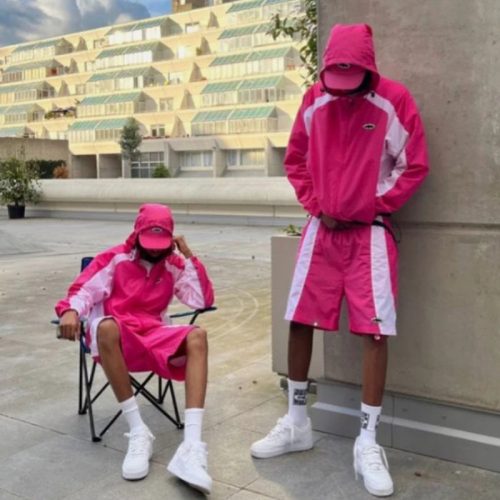 Corteiz CRTZ Rules The World Streetwear Tracksuit Set Pink and White