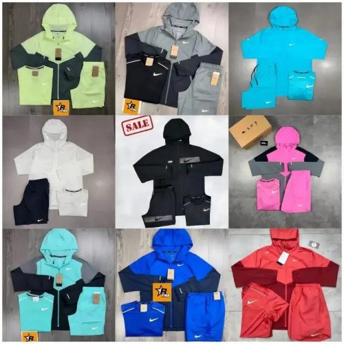 Nike Windbreaker Shorts Set Sporty Matching Set Multicolor