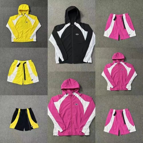 Corteiz Colorblock Hooded Jacket and Shorts Set Casual Activewear Multicolor