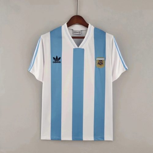Adidas Argentina 1986 Home Retro Jersey White and Light Blue
