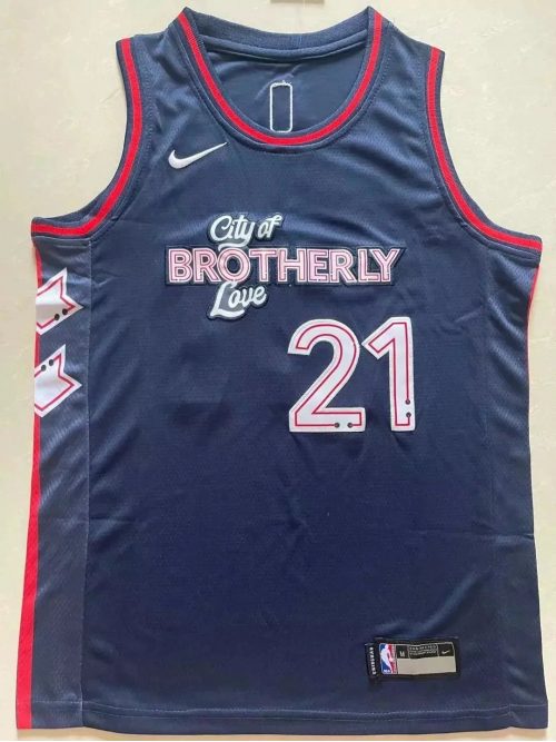 Nike Philadelphia 76ers City Edition Joel Embiid 21 Basketball Jersey Navy