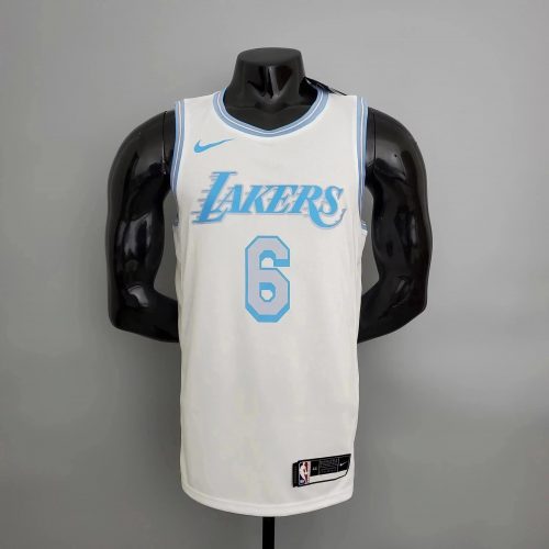 Nike Los Angeles Lakers LeBron James 6 Swingman Basketball Jersey White