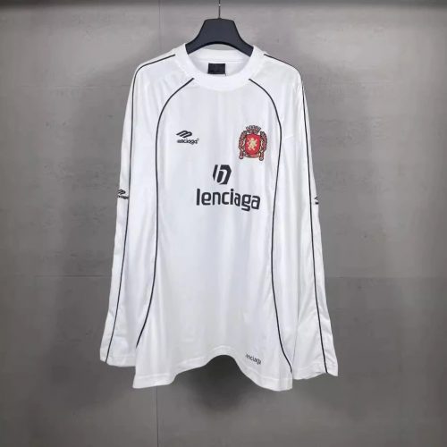 Balenciaga Soccer Jersey Graphic Streetwear Long Sleeve Shirt White