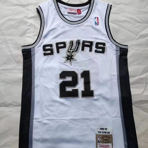 Mitchell & Ness M&N 1998-99 Tim Duncan San Antonio Spurs Retro Basketball Jersey White