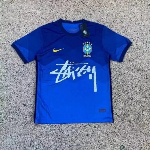 Nike Stussy Brazil National Team Graphic Soccer Jersey Blue
