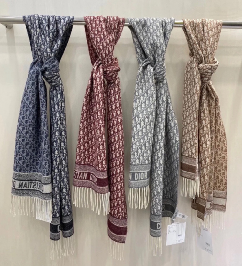 Dior Oblique Wool Fringe Scarf Multicolor