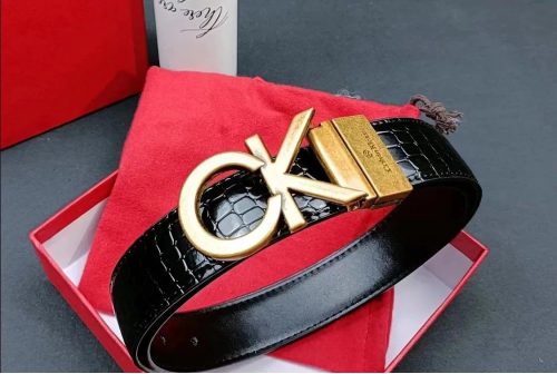 Calvin Klein CK Crocodile Embossed Buckle Belt Black