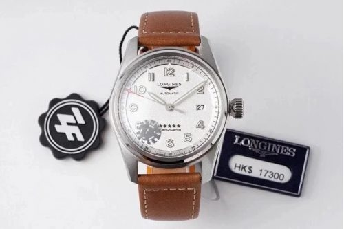 Longines Spirit L3.810.4.73.2 Automatic Leather Watch Silver and Brown