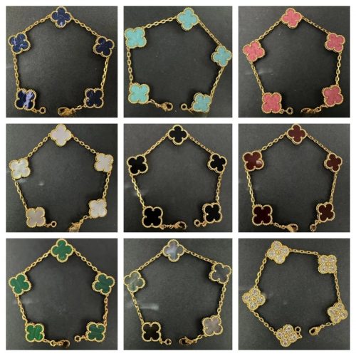 Van Cleef & Arpels VCA Alhambra Vintage Bracelet Classic Gold Chain Multicolor