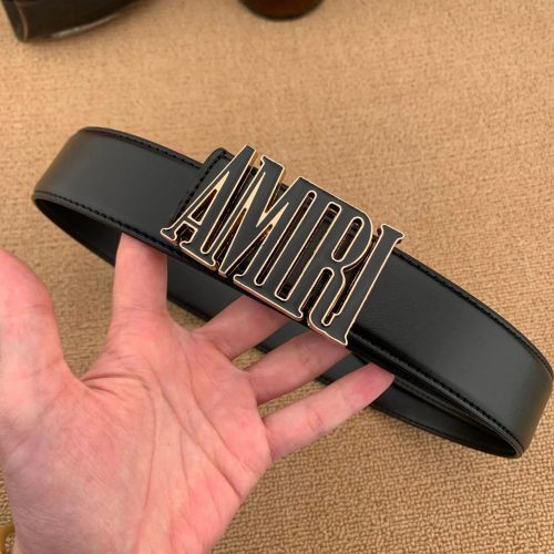 Amiri MA Logo Buckle Leather Belt Black
