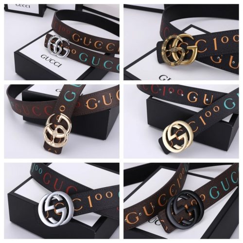 Gucci 100 Print Leather Belt Designer Accessory Brown