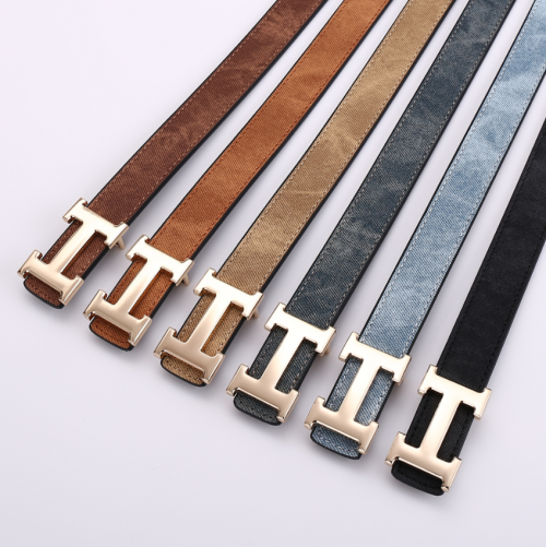 Hermes H Buckle Canvas Belt Multicolor