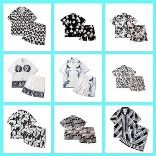 Design Graphic Print Summer Matching Set Black and White