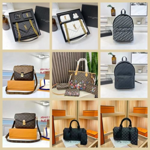 Saint Laurent YSL Envelope Chain Wallet Set Quilted Leather Handbag Black