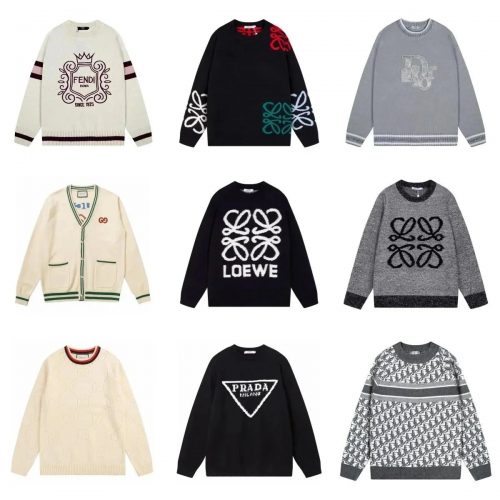 Fendi Logo Patch Sweater Casual Knit Pullover White