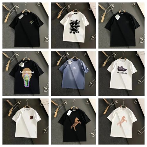 Balenciaga Graphic Print T-Shirt Casual Cotton Tee Black and White