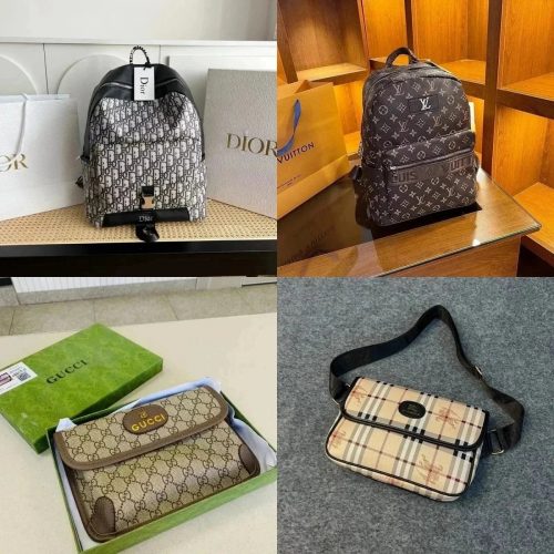 Dior Oblique Backpack Canvas Bag Black and White