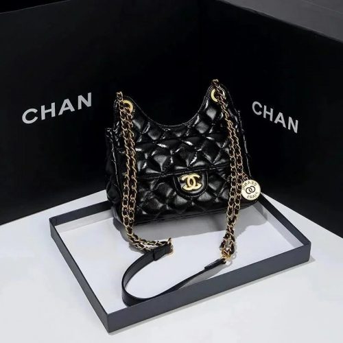 Chanel Small Quilted Shoulder Bag Classic Chain Strap Black