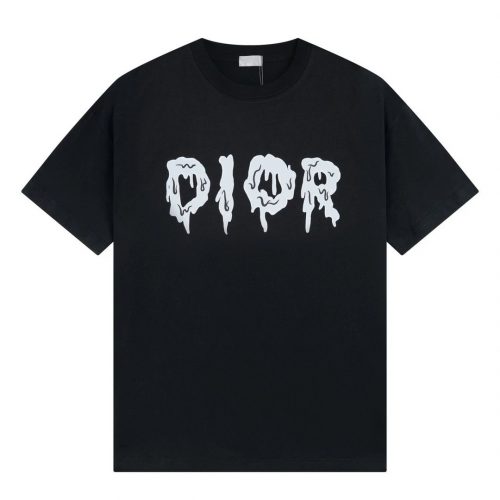 Dior Drip Logo Print Graphic Tee Black