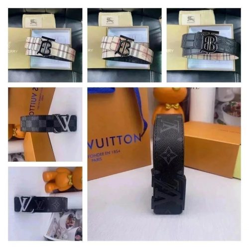 Burberry TB Monogram Canvas Belt Classic Check and Black
