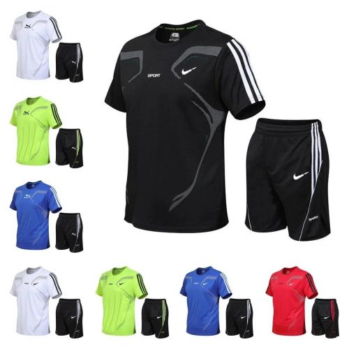 Nike Sport T-Shirt and Shorts Set Lightweight Athletic Outfit Black