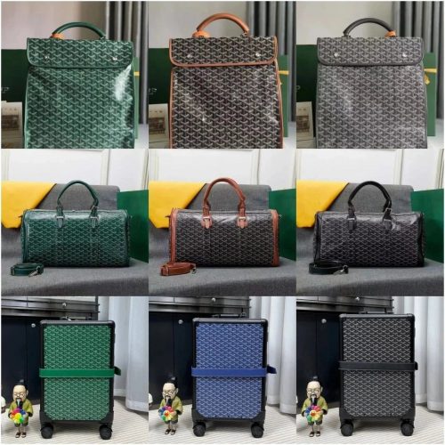 Goyard Travel Collection Iconic Canvas Duffle and Luggage Set Multicolor
