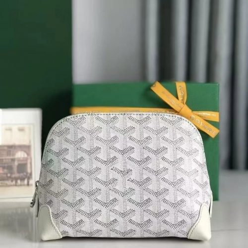 Goyard Sena MM Pouch Iconic Canvas Travel Pouch White