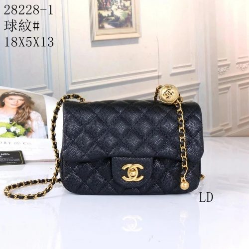 Chanel Classic Flap with Pearl Chain Quilted Leather Shoulder Bag Black