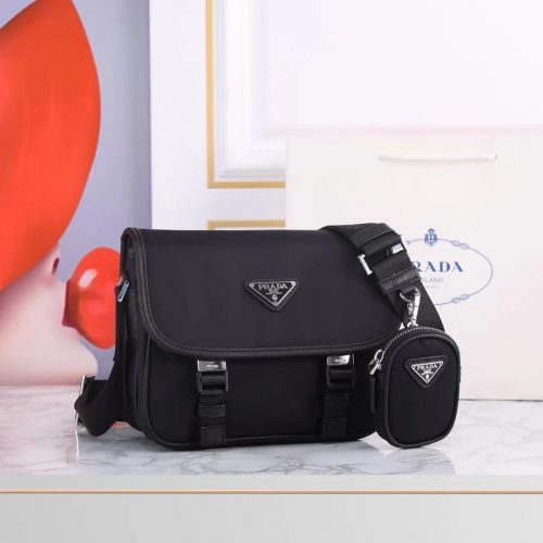 Prada Re-Nylon Messenger Bag Nylon Crossbody Bag Black