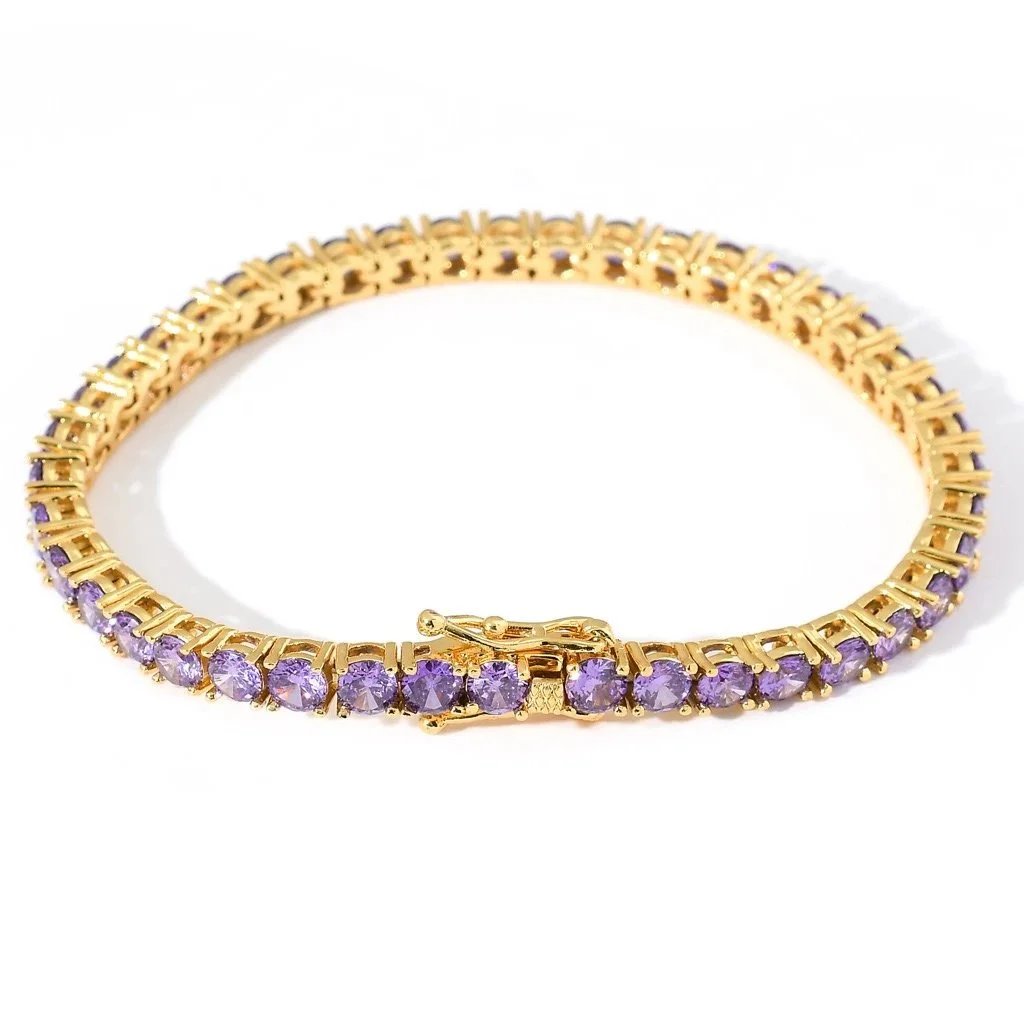 4mm-purple zircon-gold-tennis chain