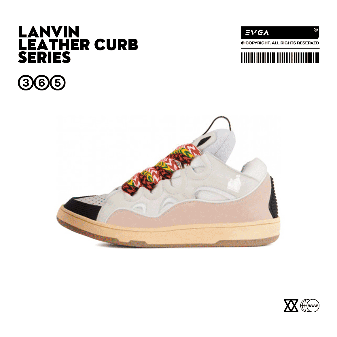Lanvin Curb Chunky Sneakers Leather Beige and White