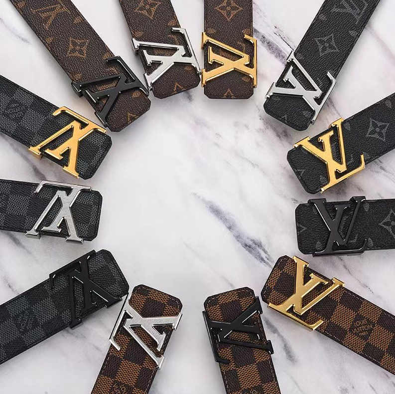 Louis Vuitton LV Monogram and Damier Canvas Belt Classic Leather Black and Brown