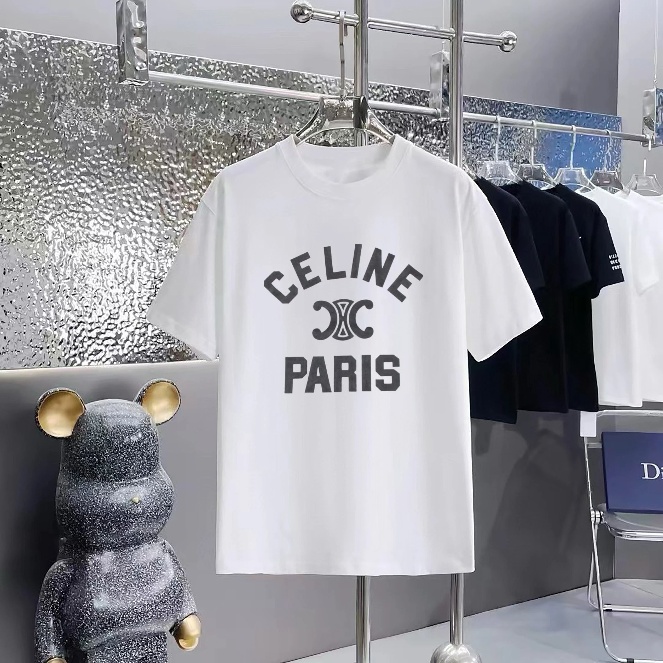 Celine Paris Logo Print Graphic Tee White